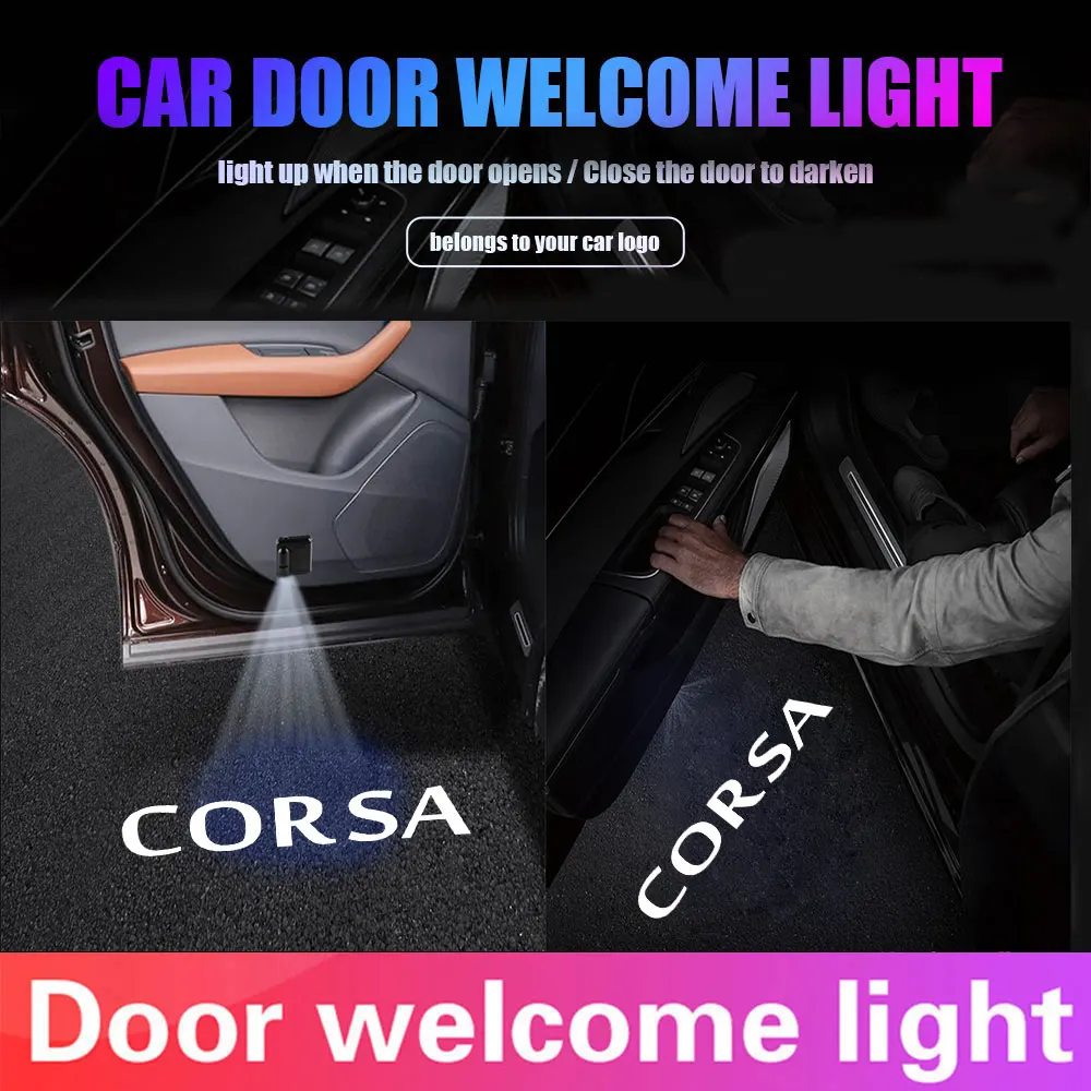 2Pcs Emblemi Di Proiezione Della Portiera Dell'Auto Luce Per Opel Corsa Karl Mokka Meriva Frontera Gt Vectra Omega Led Sticker Accessori Per Auto