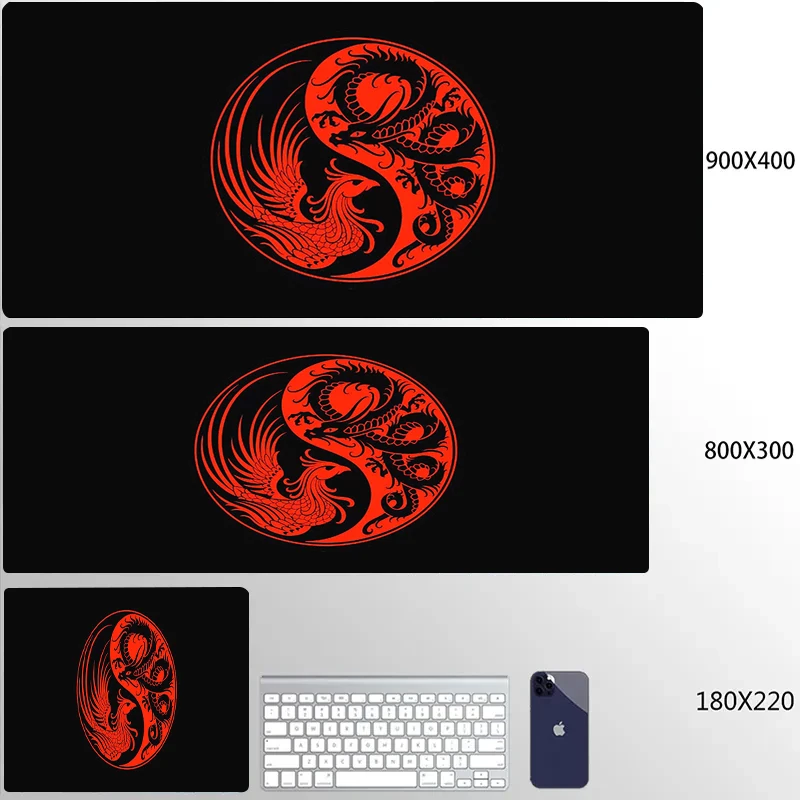 thumbnail image 1 of Alfombrilla de ratón con diseño de dragón, tapete de escritorio en blanco y negro, para ordenador portátil, teclado de Anime japonés para videojuegos, alfombrilla de goma para mesa, alfombrilla para r, 1 of 5
