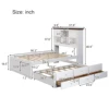 Solid Pine Captain Bookcase Bed with Trundle Bed and 3 Spacious Under Bed Drawers in Casual,Full, White+Walnut 3