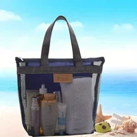 1 Pc Foldable Mesh Beach Bag – Spacious Multi-Pocket Design with Breathable Mesh & Water-Resistant Lining，Durable Nylon Bag 1