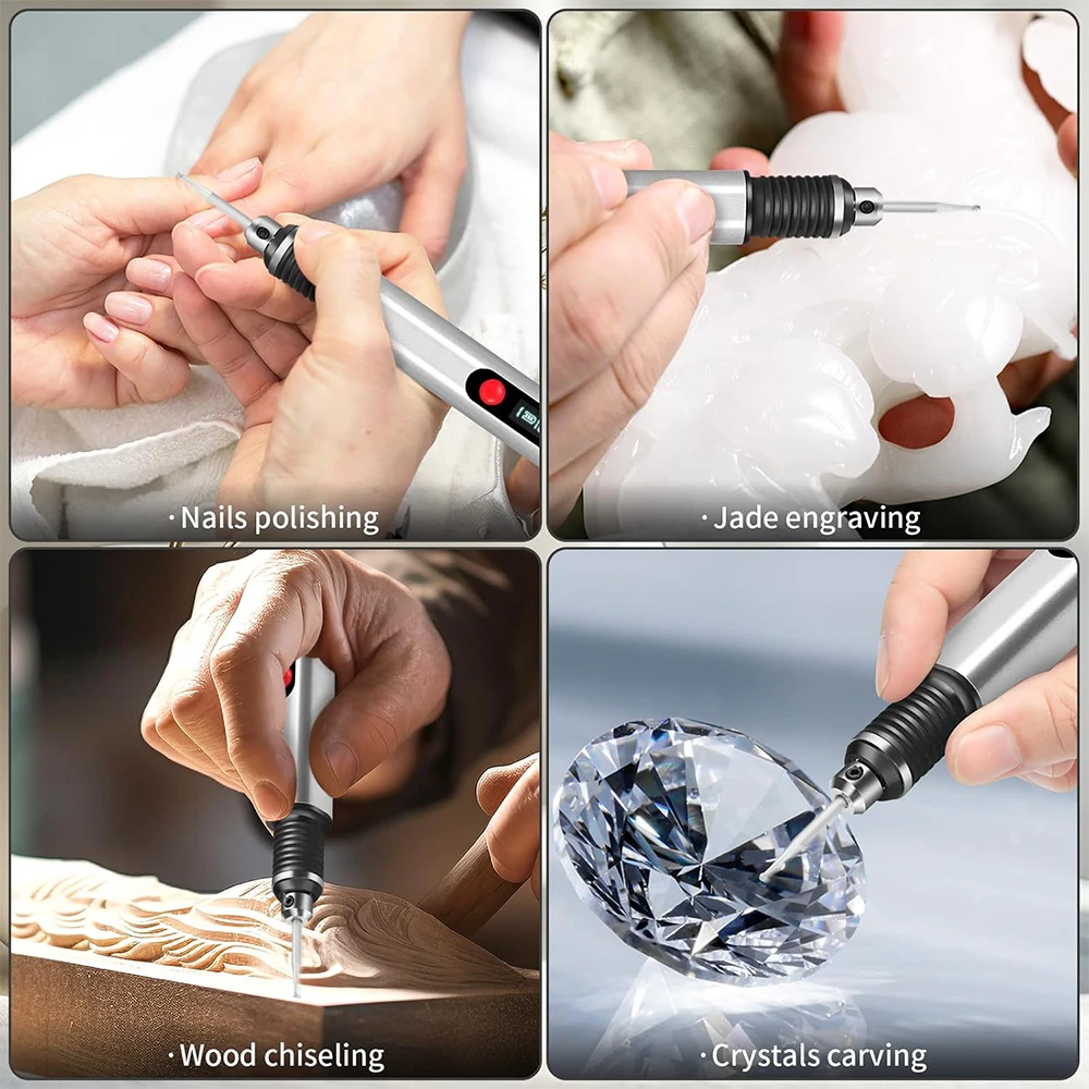USB Multifunctional Electric Engraving Pen Kit 32/37pc 10W Cordless Electric Polisher Mini Carving Pen for Metal Glass Nail Jade