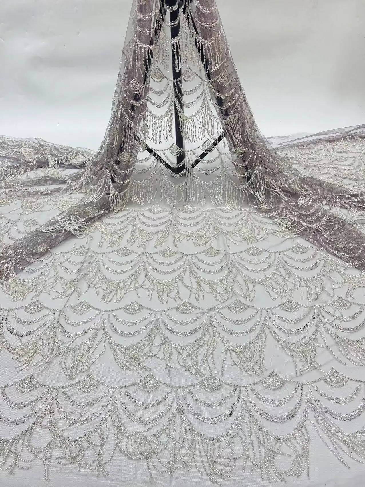 

Embroidery Lace S-13083316 Beaded Fabric Lace Wedding Dress French Lace Tulle Lace For Sewing