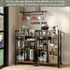 Coffee Bar with Wheels, Mobile Coffee Table with Storage Drawer, 4-Tier Adjustable Coffee Cart, Rustic Wood Coffee Bar Station 6