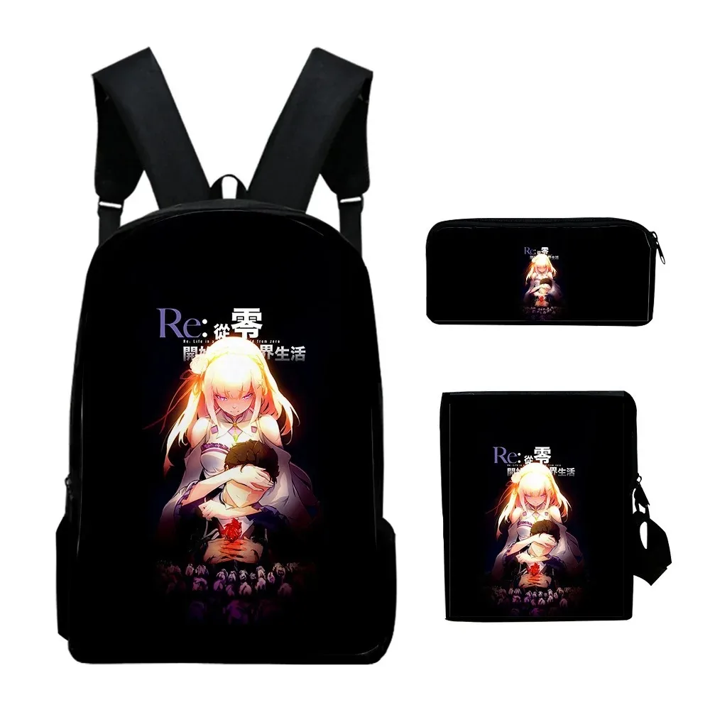 Harajuku 3d laptop backpack, set of 3 pieces, with shoulder bag, case, life in a world other than zero