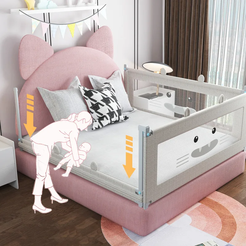 Baby Safety Bed Barrier for Children Bedroom Cartoon Protector Kids Sleeping Anti-Fall Security Rail Protective Toddler Fence