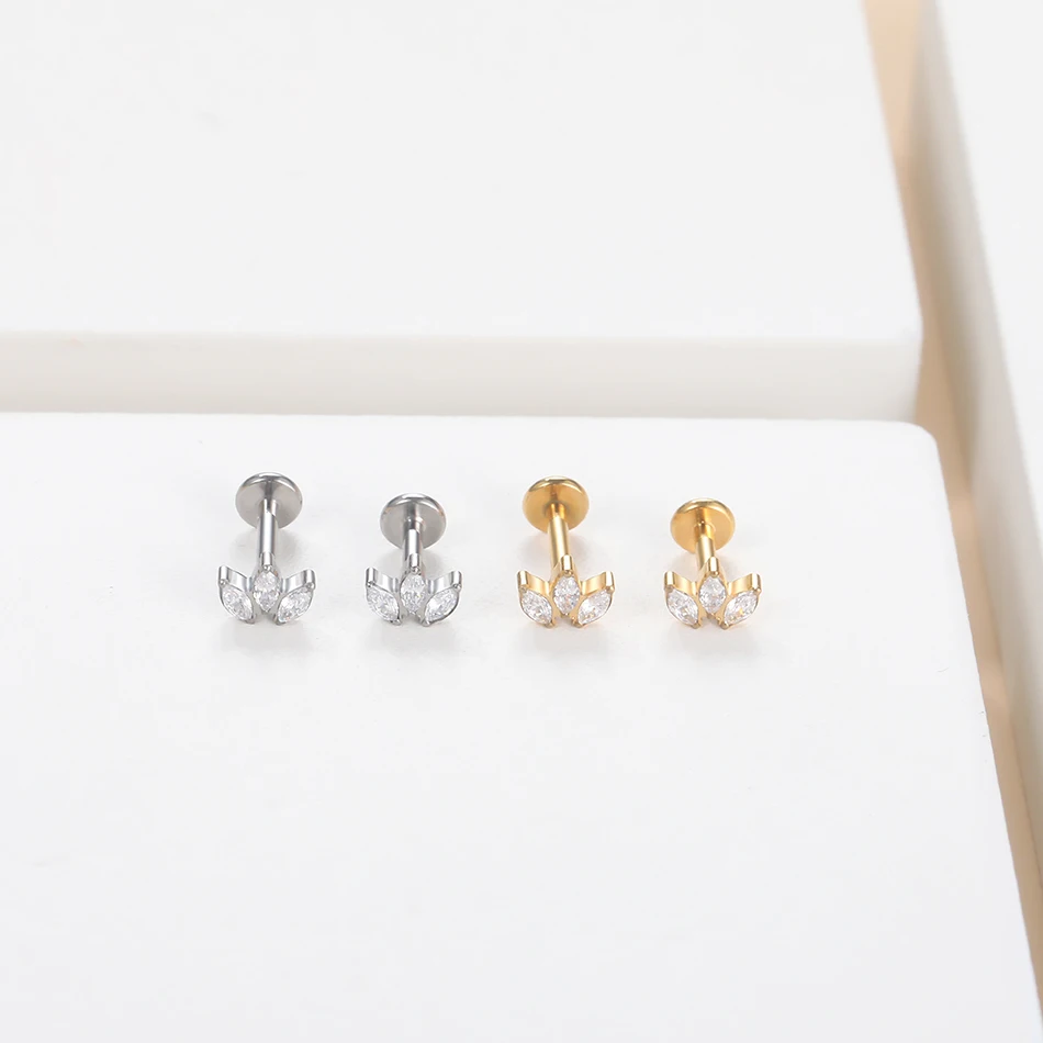 5Pcs/lot Titanium CZ Ear Stud Tragus Cartilage Earrings for Women - Main Image