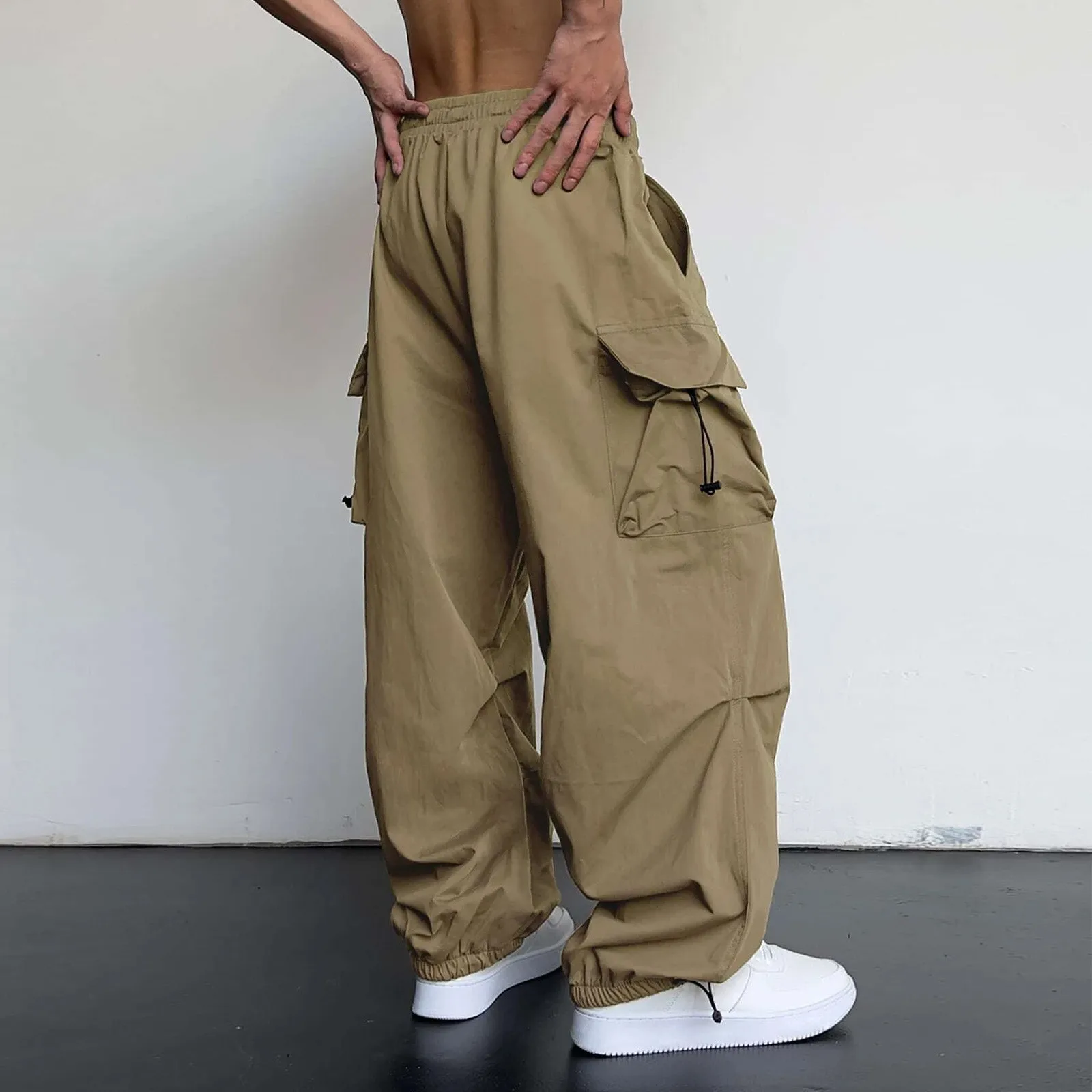 Unmatched keyword in title, cannot add bluetooth earbuds etc. Cargo Parachute Pants Men Harajuku Oversized Streetwear