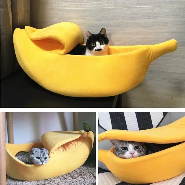 Warm Banana Shaped Dog Cat Bed Cozy Basket Puppy Kittens Cushion Kennel Portable Pet Sleeping Mat Bed Cats Supplies 3