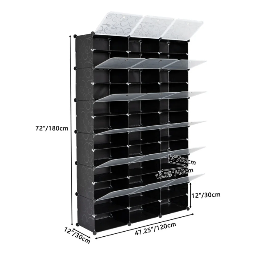 12-Tier Portable 72 Pair Shoe Rack Organizer 36 Grids Tower Shelf Storage Cabinet Stand Expandable for Heels Boots Slippers 2
