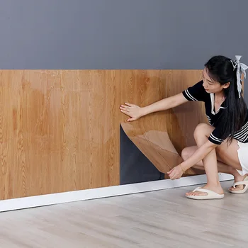 matte surface wood grain self adhesive wall stickers thickened aluminum plastic board wall skirt home decoration 3d wallpaper