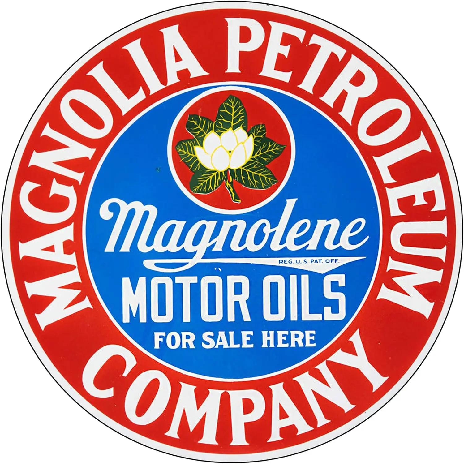 

Винтажная репродукция газовых знаков, винтажные металлические знаки, круглые металлические жестяные знаки для гаража и дома, диаметр 8 дюймов, магнолия нефтяная