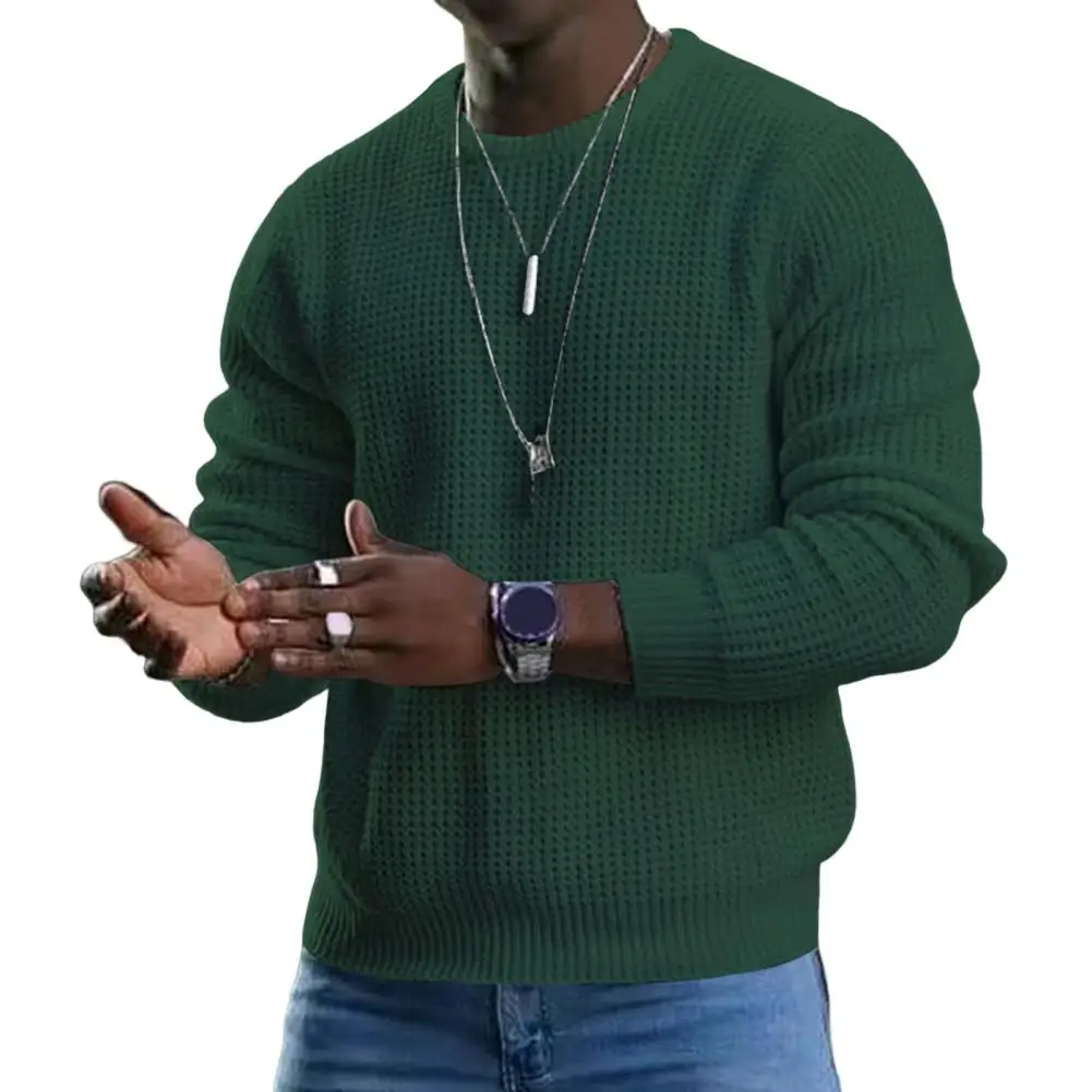 

2023 Men Spring Top Long Sleeves Round Neck Solid Color Soft Pullover Warm Casual Mid Length Men Autumn Sweater Top Male Clothes