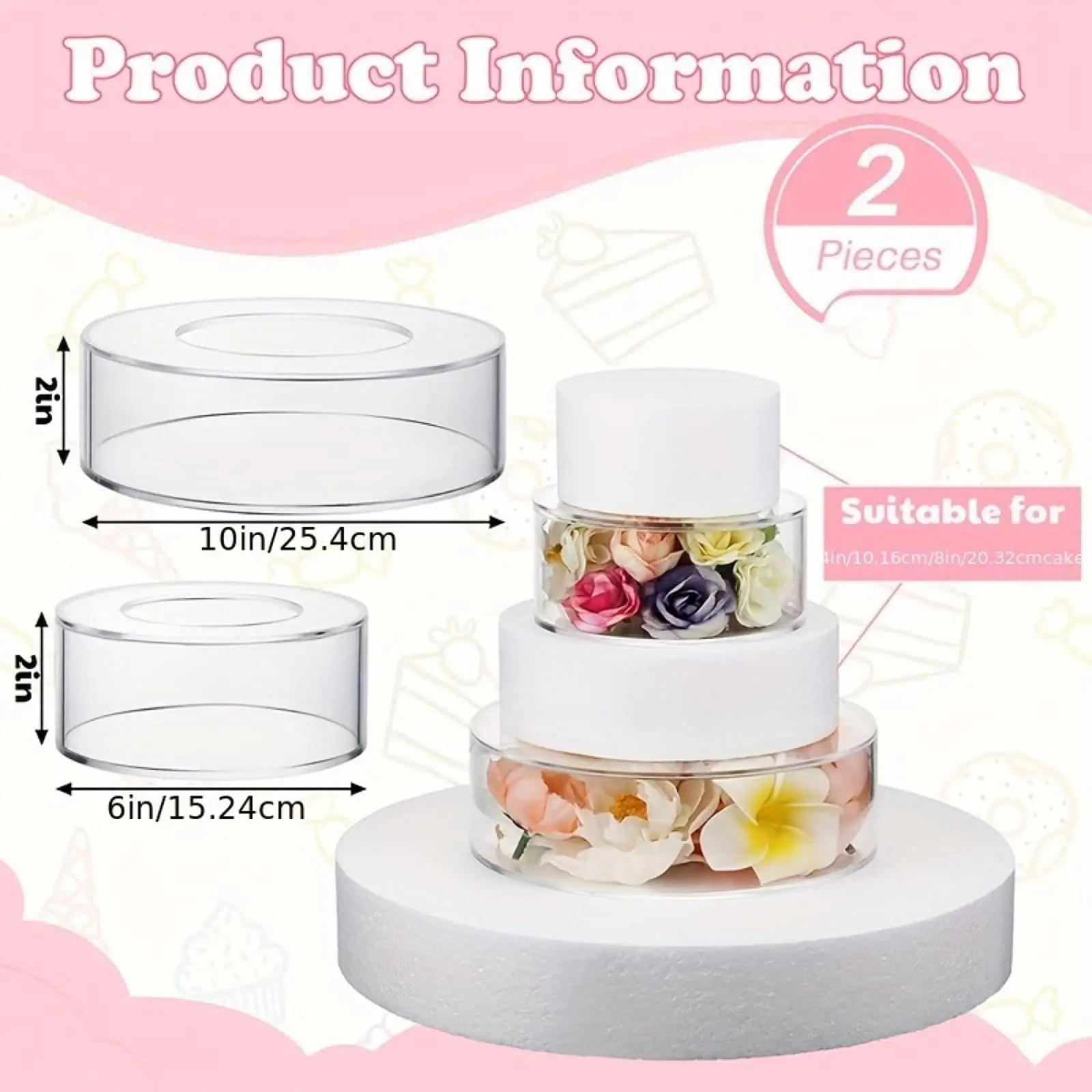 Cake Display Box Clear Acrylic Cake Stand Riser Cylinder Pedestal Stand for Tabletop Display Food Engagement Party Birthday