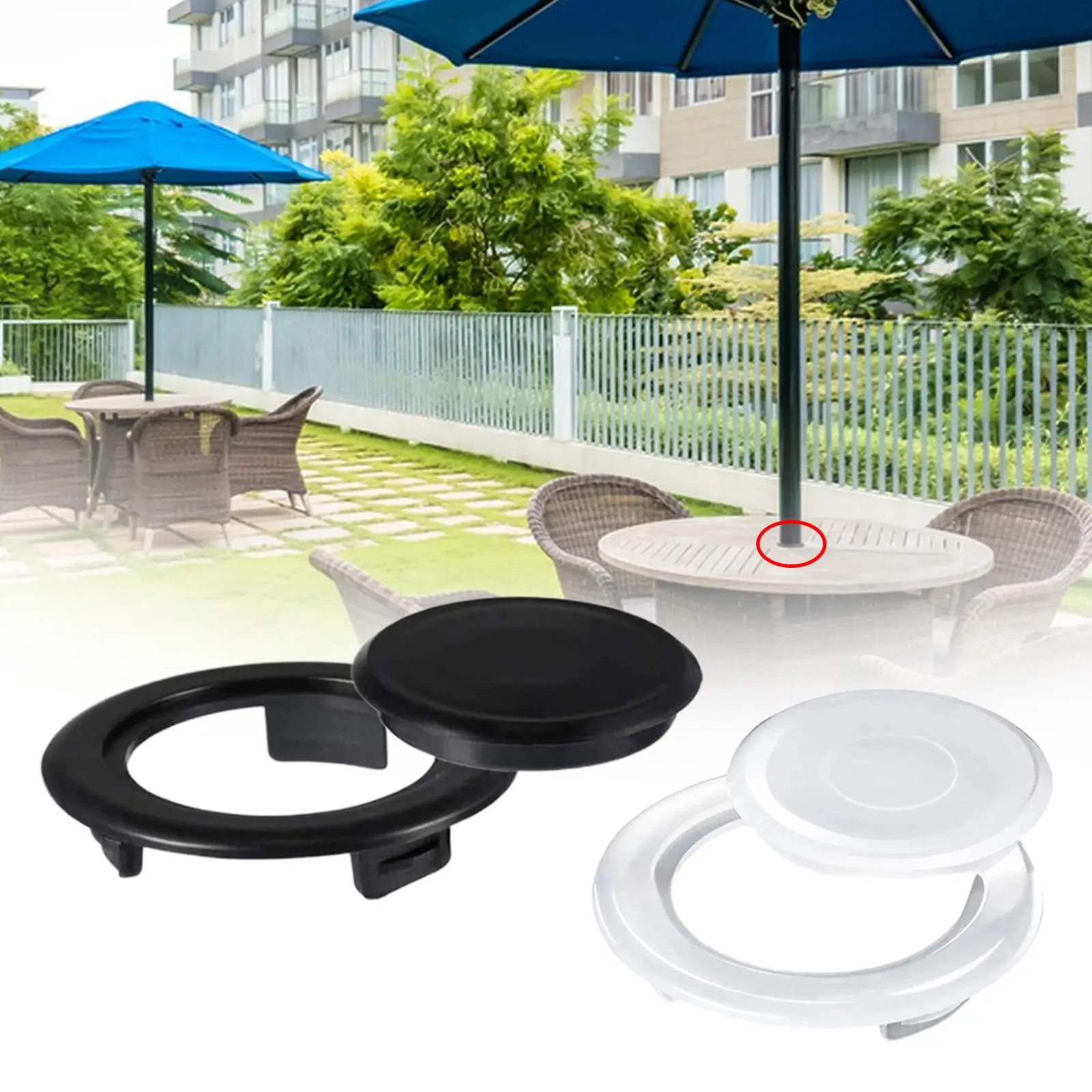 Set Di Tappi Per Anelli Con Foro Per Ombrellone Da Tavolo Da Giardino Per Patio Set Di Tappi In Plastica Nera Trasparente Per Set Di Anelli E Tappi Per Ombrellone Da Spiaggia