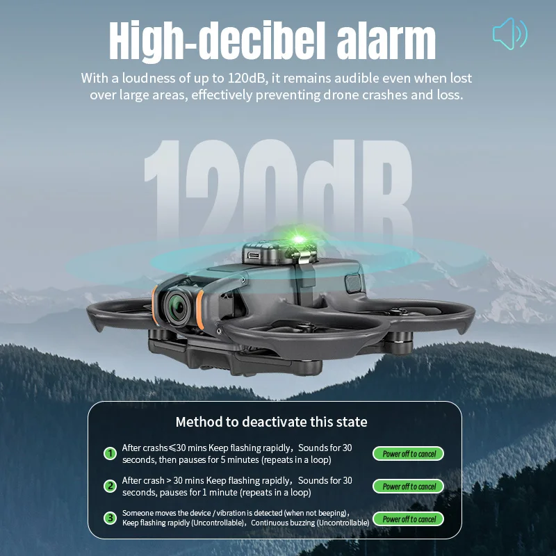 Alarme Stroboscopique Drone 120dB GPS Traqueur Lumière LED Rechargeable USB-C