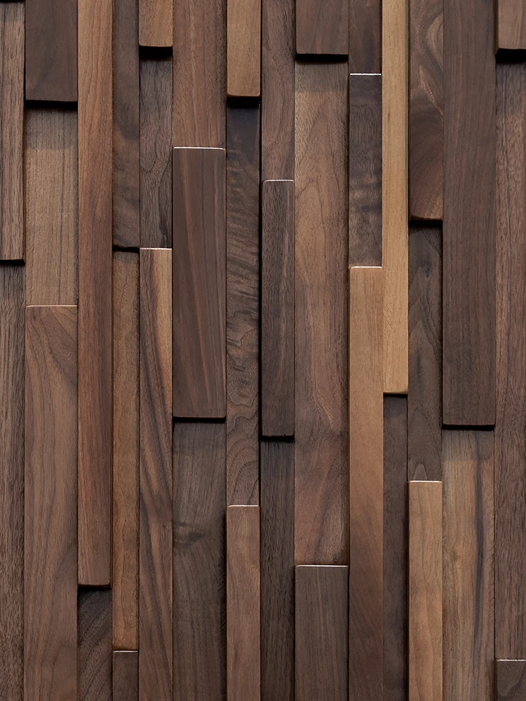 

Black Walnut Wood 3D Art Wall Stickers Mosaic Panel TV Background for Home Villa Office Bedroom Wall Decor Mosaic Tile Modern