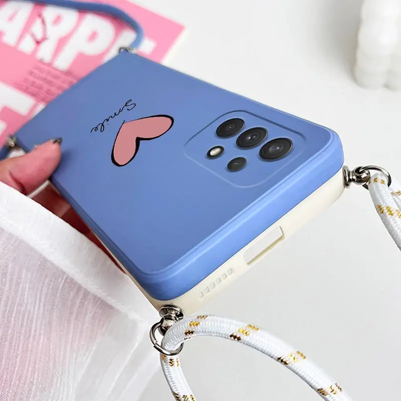 Big Red Heart Crossbody Lanyard Silicone Phone Case For Samsung Galaxy A54 A34 A24 A73 A53 A52 A52S A04S A04E A72 Cover — view 4