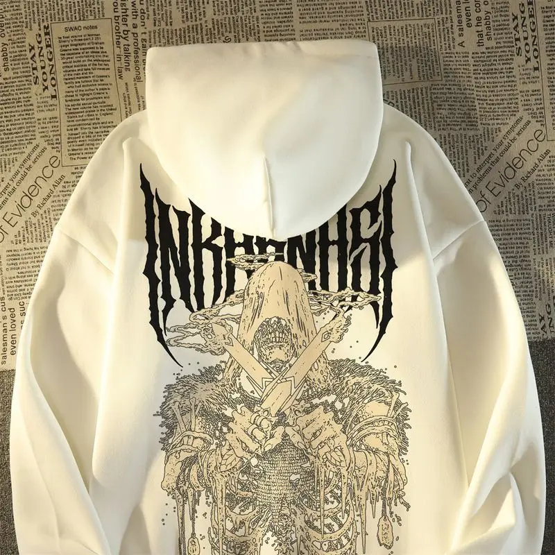 Hip Hop Dark Wind Skull Hooded Sweater American Men And Women Autumn/Winter Loose Couple Loose Versatile Coat Goth