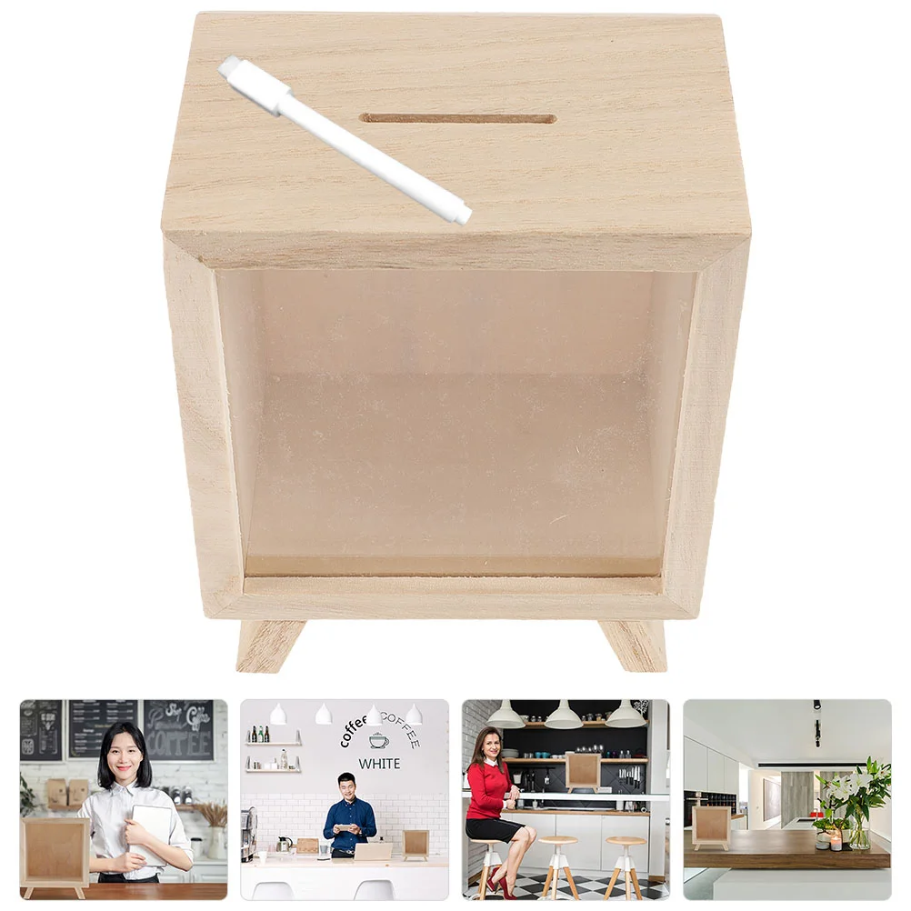 Wooden Piggy Bank Unopenable Savings Jar Kids Money Holder Storage Tip Box Donation Container Family Decor Item 4
