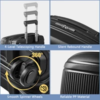 Ensemble de bagages 2 pièces, valise à main de 20 pouces + étui à cosmétiques de 14 pouces, valise de voyage extensible 4
