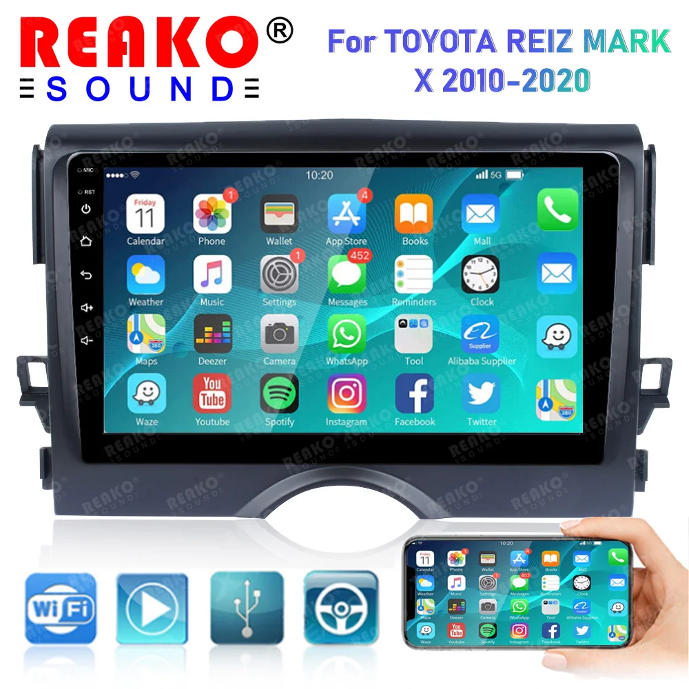 

Автомобильный радиоприемник реакosound 2DIN Android 12 для Toyota Reiz Mark X 2010-2015 мультимедийный видеоплеер Android автомобильный GPS-навигатор стерео