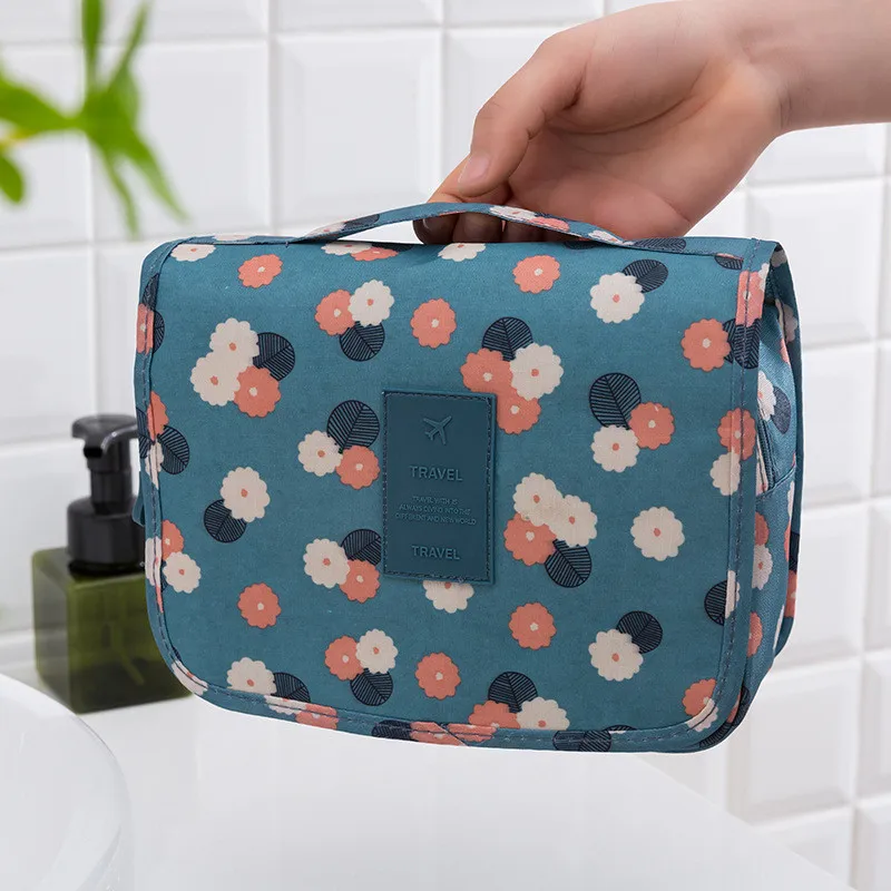 Nylon Hook Up Cosmetic Bag Women Travel Toiletries Storage Bag High Quality Waterproof Makeup Pouch Ladies Make-up Beauty Bag