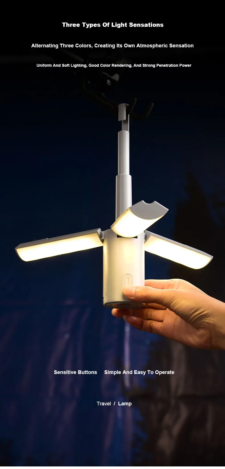 Description Picture 2 of itemOutdoor multifunctional folding camping lamp tent atmosphere lamp handheld hanging lamp portable lighting lamp