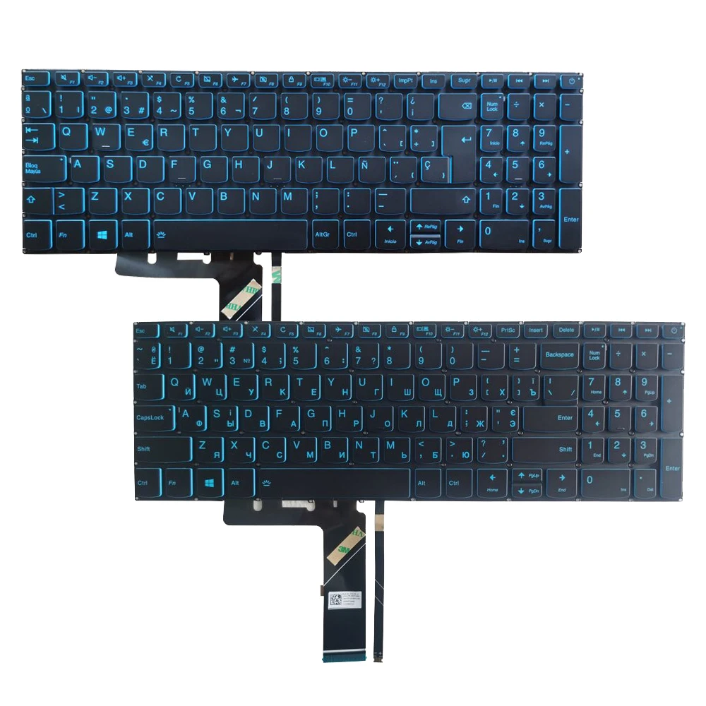 Teclado Retroiluminado para Lenovo Ideapad Eua Francês Brasil Russo Espanhol Azul Backlight L34017 L340-15 L340-17irh L340-15irh Novo Teclado
