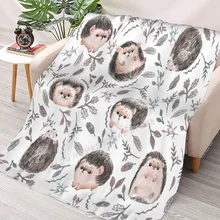 

Hedgehog Throw Blanket Boho Cute Woodland Animals flannel Collage Blanket Bedding soft Cover Bedspreads Blankets