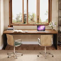 Tribesigns 78''Modern Large Office Desk, 2-Person Computer Workstation, Industrial Wooden Desk with Metal Legs 2