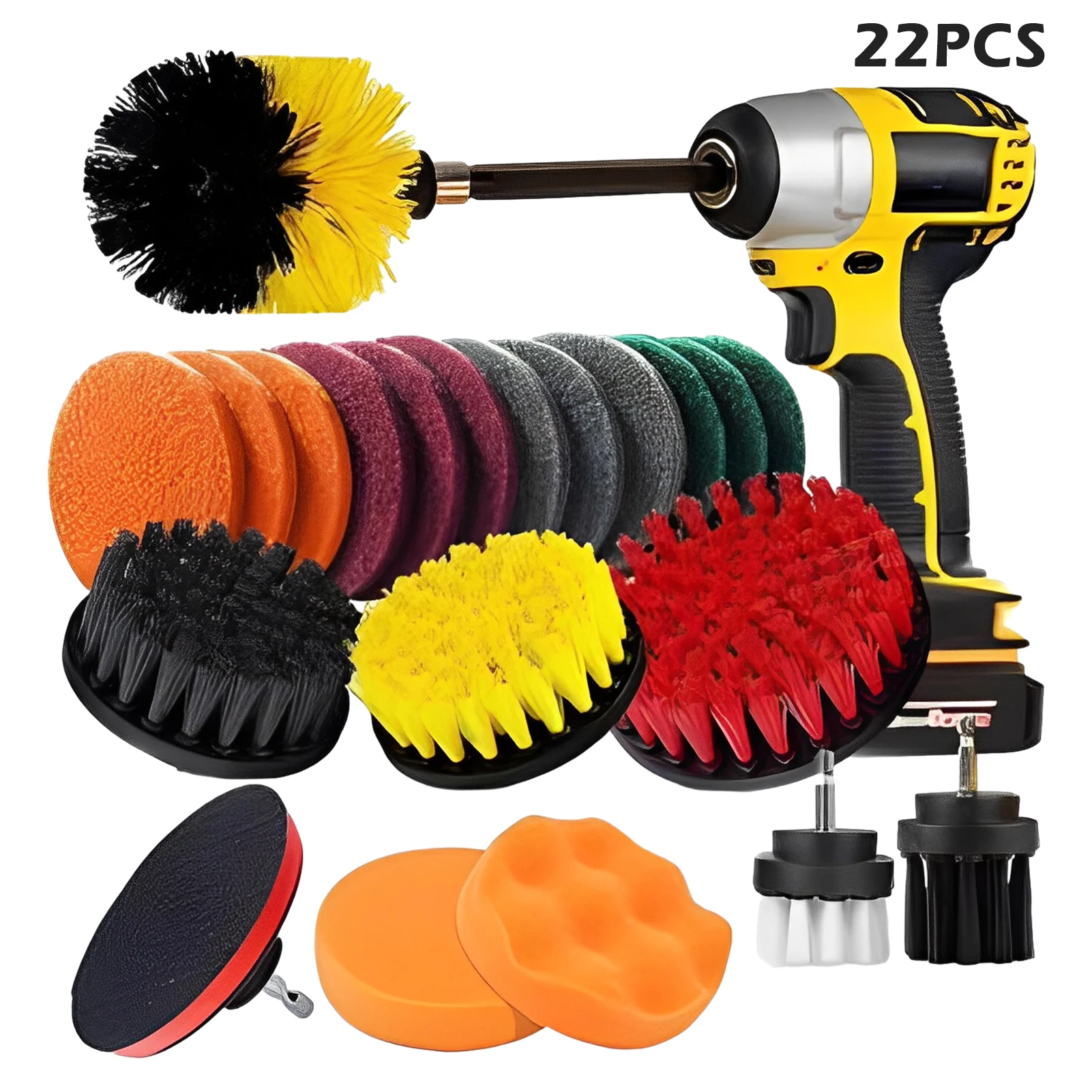 

22pcs Cleaning Extend Rims Shower Drill Brush Attachment Power Scrubber Nylon Multipurpose Cordless Screwdriver Indoor Outdoor