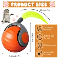 NewSpeedy Tail 2.0 Cat Toy, Speedy Tail Cat Toy, Interactive Cat Ball Toy, Smart Cat Toys Ball, Two Speed Adjustment, with Tail  2