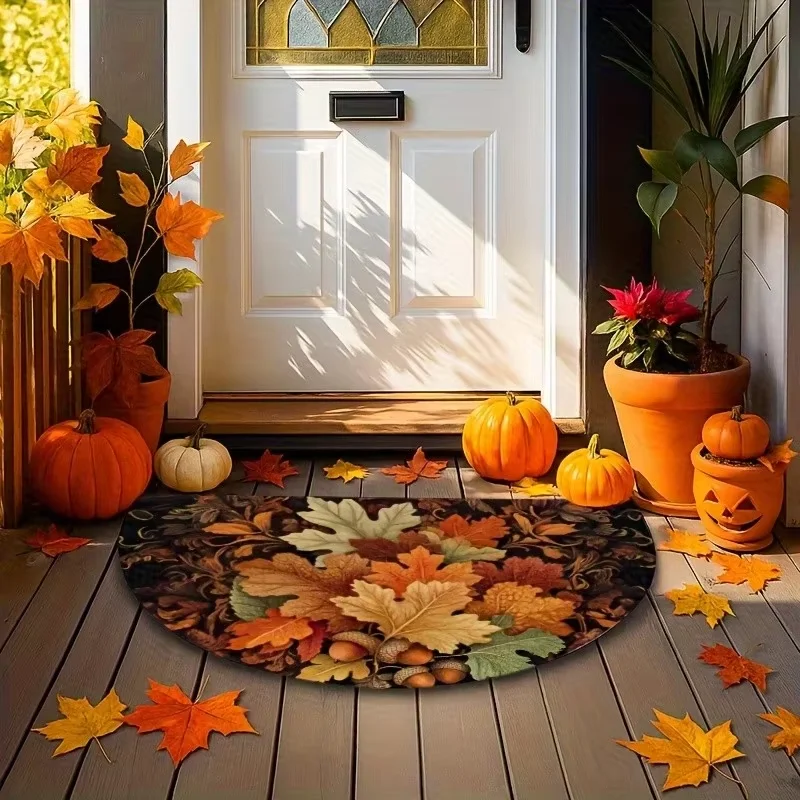 VIKAMA الخريف مابل ليف نصف دائرة الكلمة حصيرة الشك...