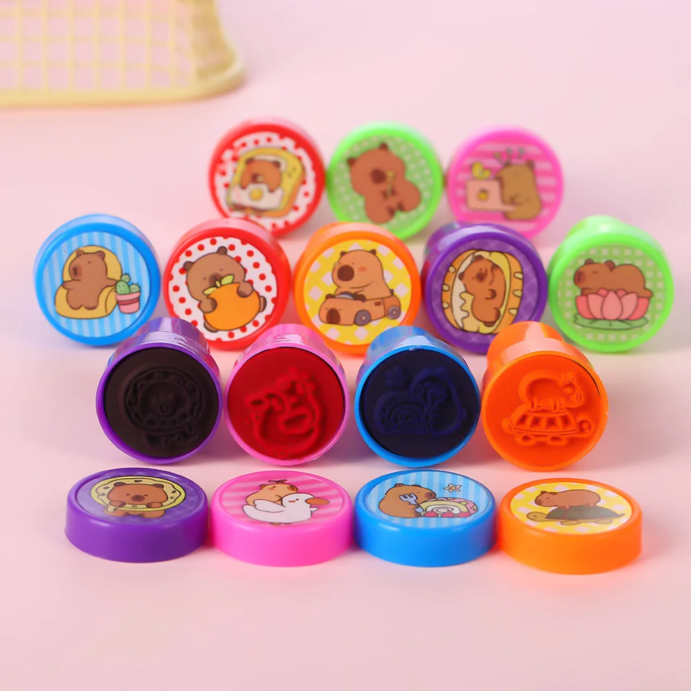 12/36Pcs Cute Animal Capybara Theme Kapibala Self-ink Stamps Toys for Kids Birthday Party Favors School Rewards Pinata Fillers