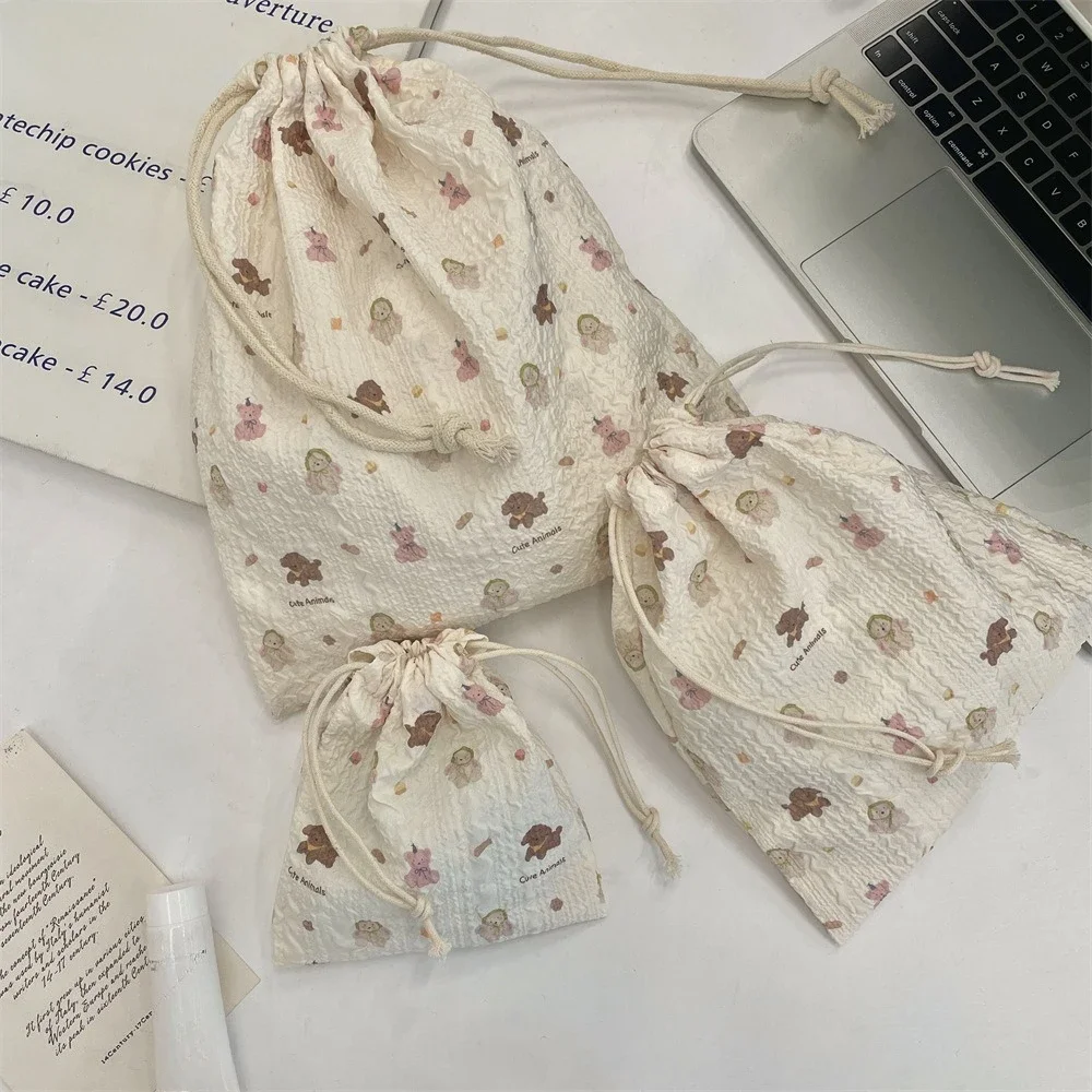 귀여운 꽃 여성 메이크업 가방 파우치 Kawaii 휴대용 세면 용품 화장품 보관 주최자 여행 화장품 가방 Drawstring 케이스