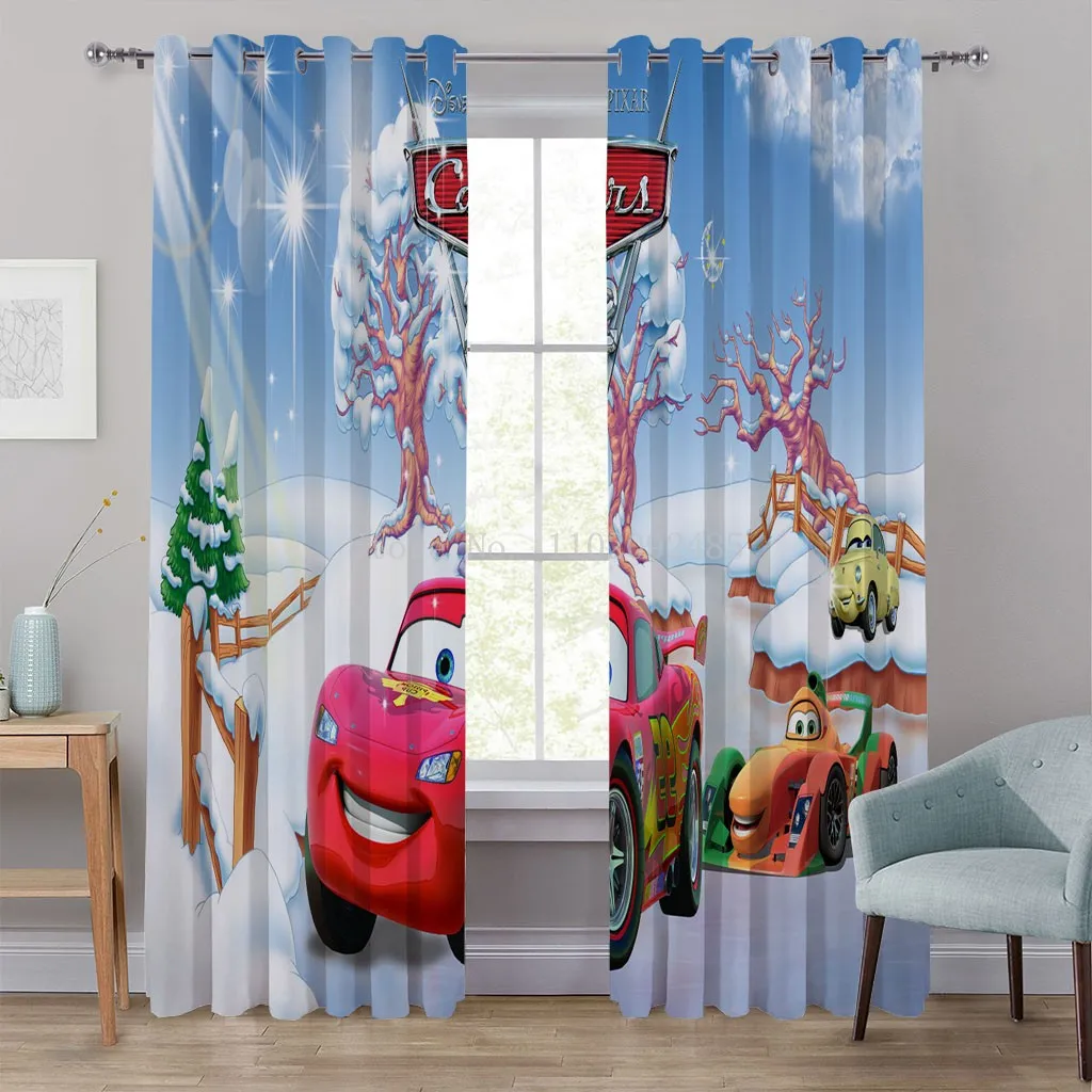 Window Drapes Cute Lightning McQueen Car Blackout Curtain for Bedroom  Living Room Disney Cartoon 63x63 Inch Drapes Home Textiles