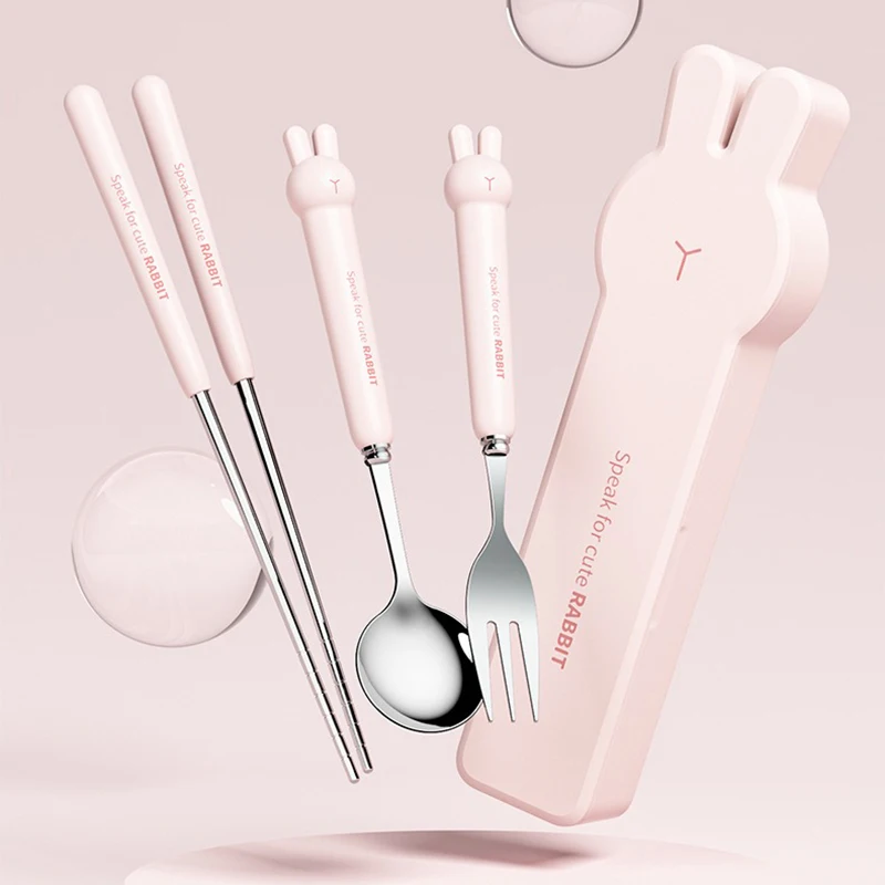 TravelSpoonandForkSetPortableChildrenDinnerwareSetCartoon