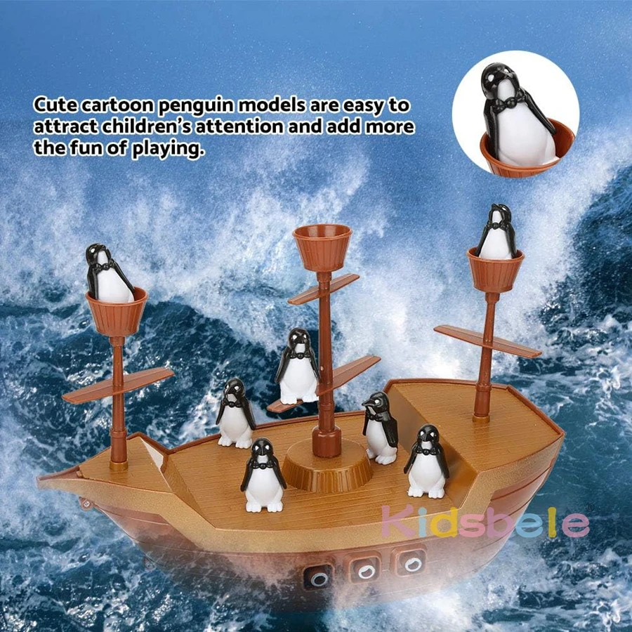 Balance Penguin Pirate Ship Puzzle Toy Pirate Boat Desktop Balancing Game For Kids Fun Parent-child Interaction Birthday Gift