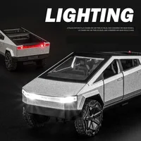 1:36 Tesla Cybertruck Alloy Car Model Diecasts Vehicles Toy Cars Sound Light Pickup Truck Kid Children Christmas Gift Boy Toy 1