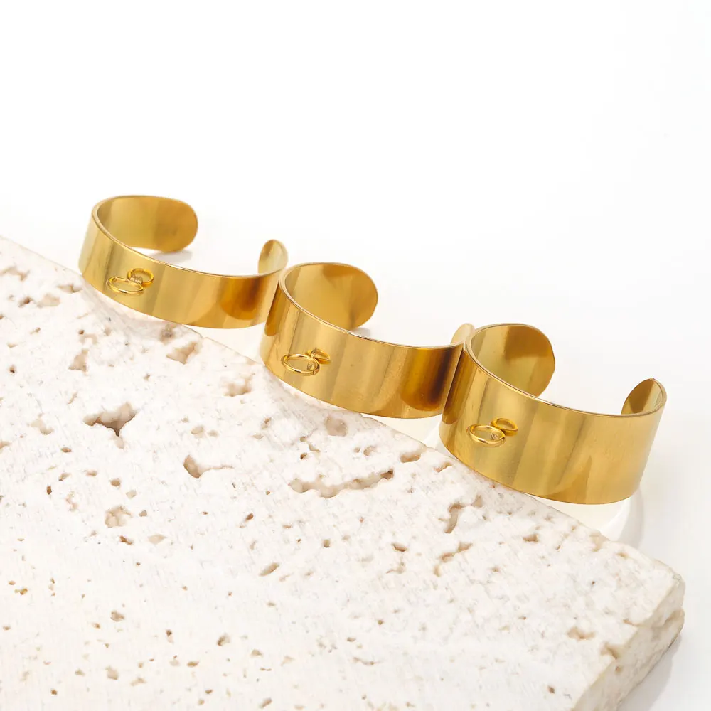 10 Stück verstellbare Edelstahlringe Basisrohling für Schmuckherstellung Zubehör DIY offener Fingerring vergoldete Ringfassungen – Detail 1