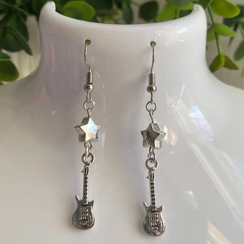 

guitar charm earrings Y2K handmade