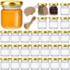Mini Glass Jars Bulk Set of10/20,Round Small Honey Jars with Golden Lids, Canning Jar for Candle Making,Spice,Jelly,Jam,Wedding, 1