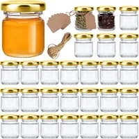 Mini Glass Jars Bulk Set of10/20,Round Small Honey Jars with Golden Lids, Canning Jar for Candle Making,Spice,Jelly,Jam,Wedding, 1