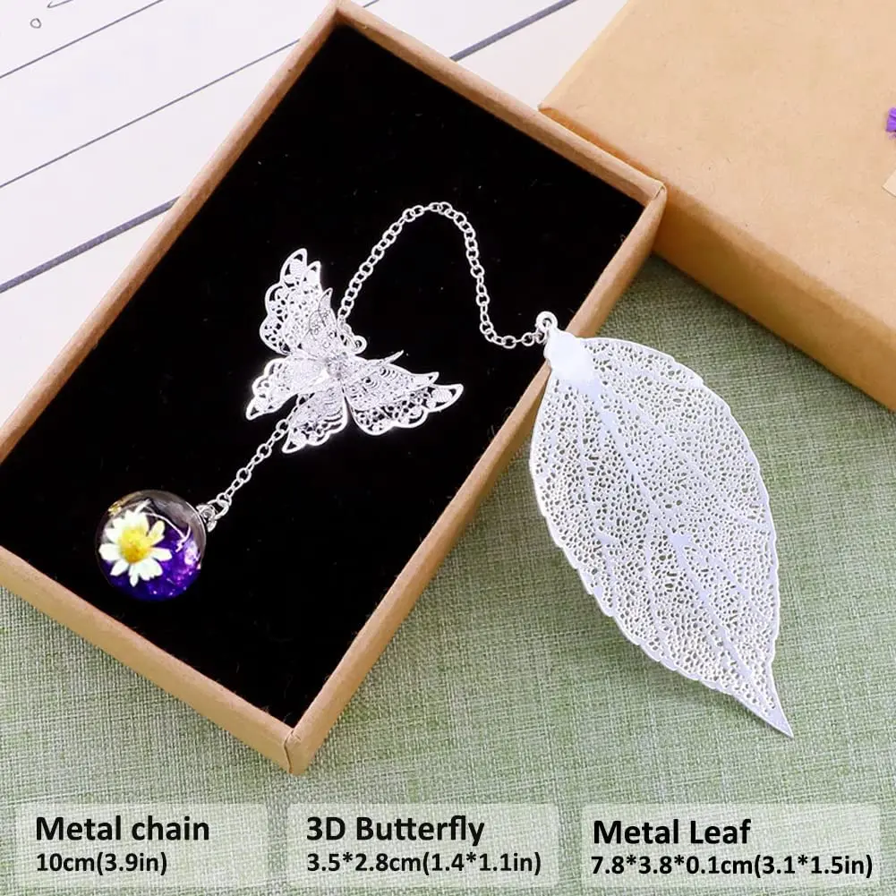 

Metal Feather Bookmark Chinese Style Classical Creative Dried Flower Immortal Flower Diamond Flower Student Teacher'S Day Gift