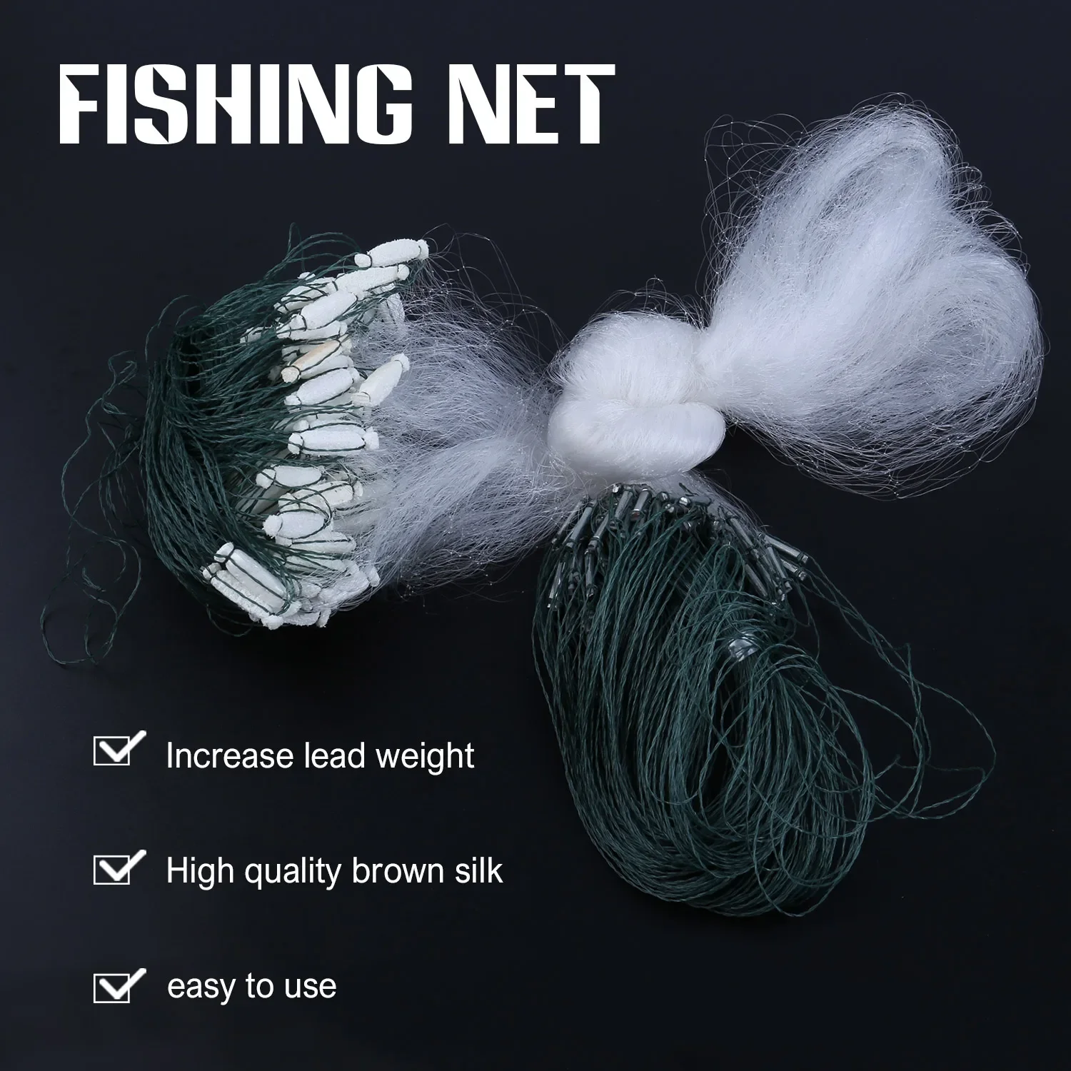 Fishing Net 100cm Soft Wire Trap Netting Premium Float Sea Fish Netting Tackle Baitcasters for Fishing