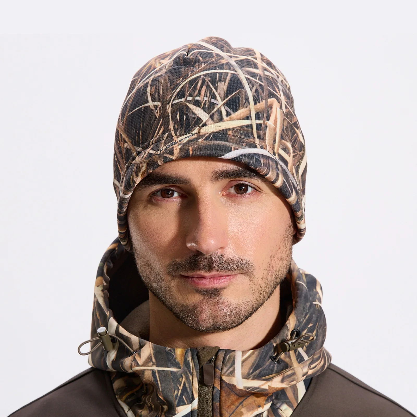 Autumn Winter Windproof Fleece Thermal Head Cover Breathable Soft Elastic Wearable Cap Bionic Camouflage Hunting Fishing Hat