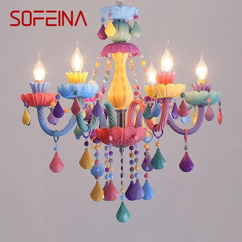 

SOFEINA Color Crystal Pendent Lamp Art Girls' Room Candle Lamp Children's Room Living Room Restaurant Bedroom Art Chandelier