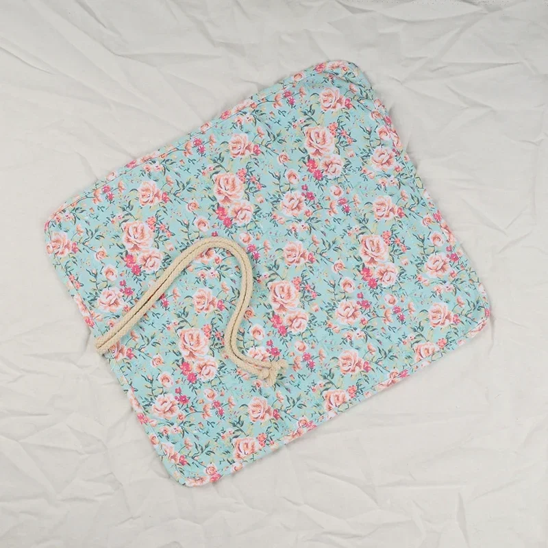 롤업 연필 가방 12/24/36/48 홀 카와이 꽃 연필 케이스 한국어 편지지 휴대용 화장품 보관 주머니 사무용품