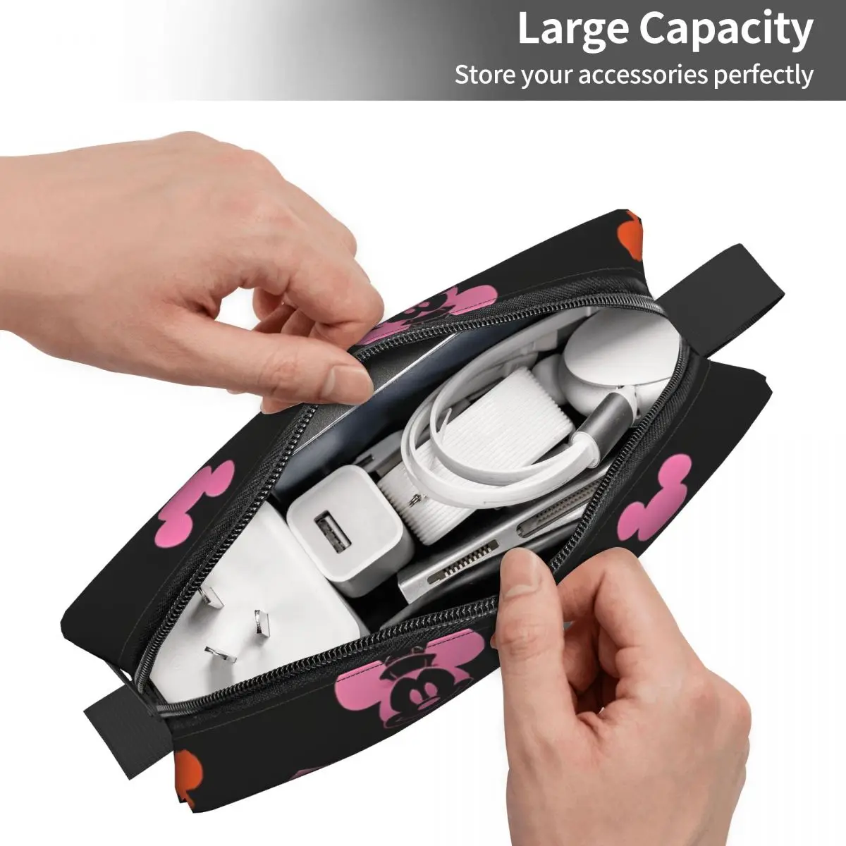 Cartoon Minnie Mickey Mouse Cosmetic Bag for Women Makeup Bags Travel Zipper Toiletry Bag Organizer Pouch 4
