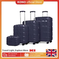 Kono lightweight Cabin Suitcase, ABs Hard Shell with 4 Spinner Wheels, TsA Lock, Compact Hand Luggage Travel Case (Navy)